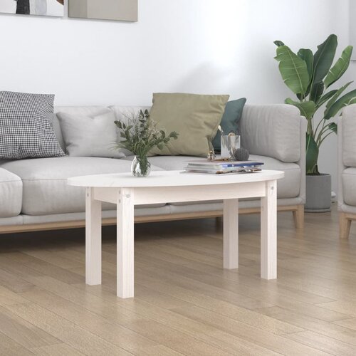 VidaXL Stolić za kavu bijeli 80 x 40 x 35 cm od masivne borovine Slike