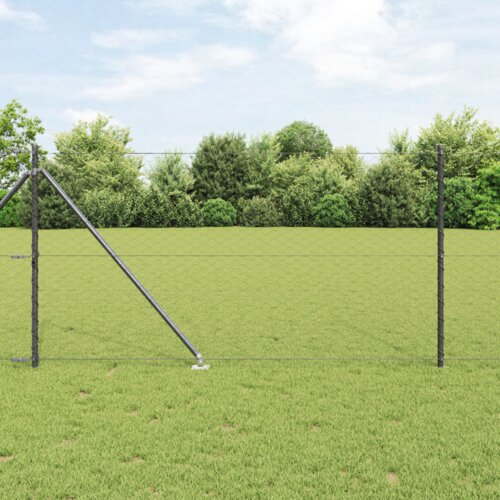 vidaXL &Scaron;esterokotna ograja Siva 1x10 m Jeklo, Ograjni stebri s konico 7 kos &Oslash;32 mm 120 cm Galvanizirano jeklo Cene