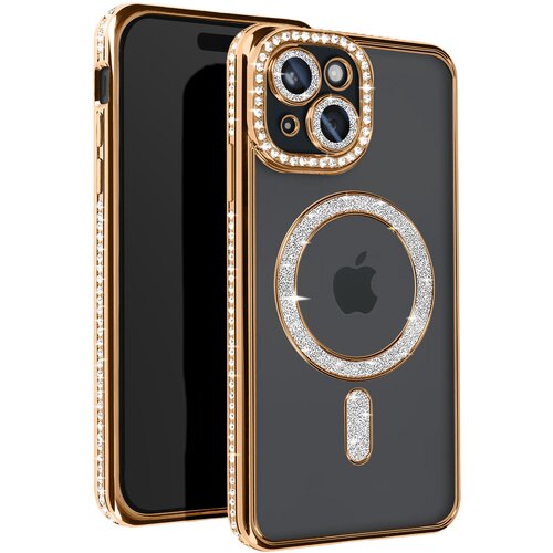 AVIZAR diamond case za iphone 15 zaščita magsafe contour strass, zlata, (5000012295) Cene