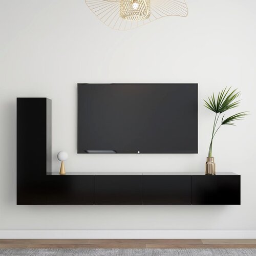 The Living Store Komplet TV omaric 3-delni črna iverna plošča - Komplet TV Omaric, (21427968) Cene