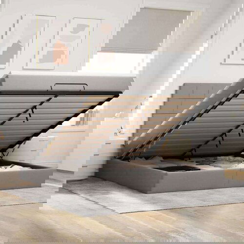  Otomanski posteljni okvir z vzmetnico taupe 160x200 cm blago, (22053386) Slike