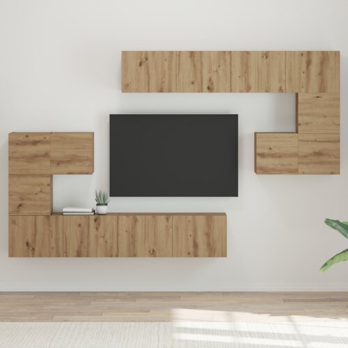 vidaXL Set TV komoda s pohranom s vratima 8 pcs Umjetnička hrastovina Cijene