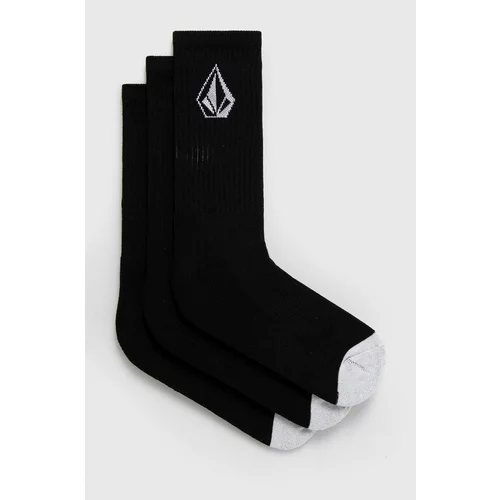 Volcom Čarape (3-pack) za muškarce, boja: crna