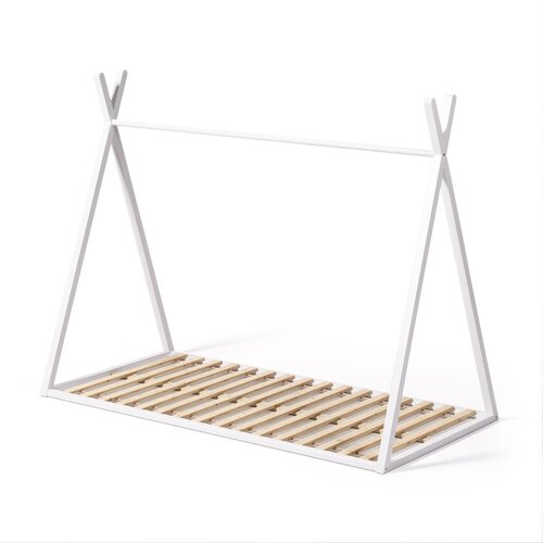 Kave Home Bijeli dječji krevet od masivne bukve u obliku kućice s podnicom 90x190 cm Maralis &amp;ndash; Slike