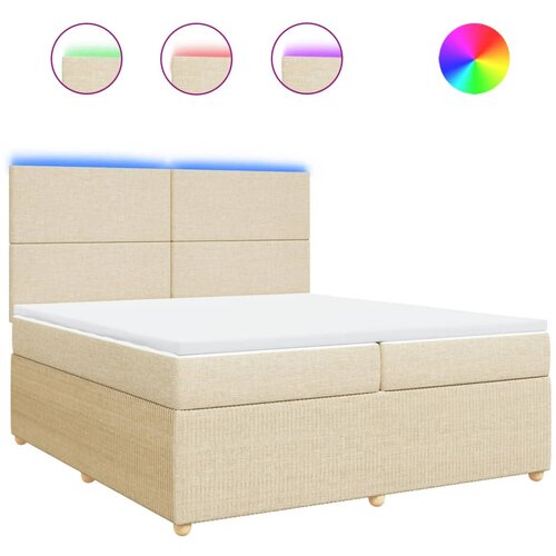 VidaXL Krevet s oprugama i madracem krem 200 x 200 cm od tkanine Slike