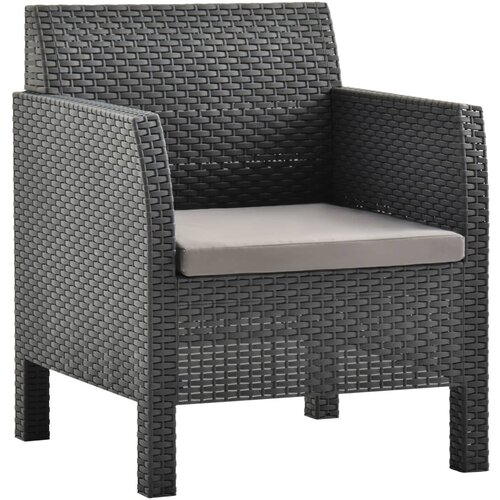 The Living Store Vrtni stol z blazino PP ratan antraciten - Vrtni Stol, (21475015) Slike