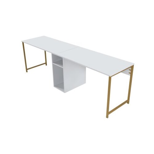 Hanah home Radni sto 240x74x60​cm Bijelo-Zlatni Slike