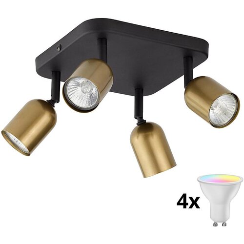  LED RGBW prigu&amp;scaron;iva spot svetiljka TOP 4xGU10/6,5W/230V 2700-6500K zlatna/crna Slike
