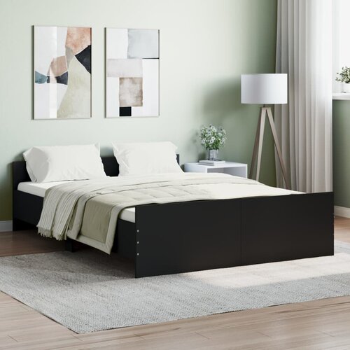 VidaXL Posteljni okvir z vzglavjem in vznožjem črn 135x190 cm Slike