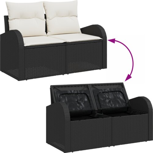  Vrtna garnitura - 9-dijelni set vrtnih sofa s jastučićima Crni poliratan i akacija Slike