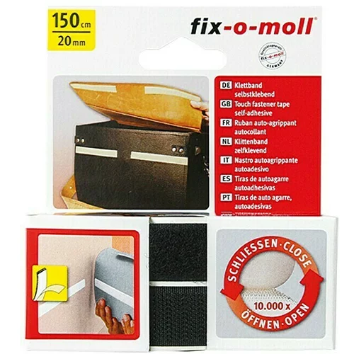 Fix-o-moll višenamjenska traka (150 cm x 20 mm, crne boje, lijepljenje)