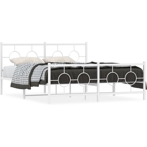  The Living Store Kovinski posteljni okvir z vzglavjem in vznožjem bel 160x200 cm - Posteljni Okvir, (21439810) Cene