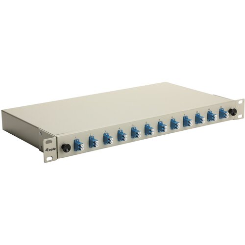 Equip 12-Port Fiber Optic Splice Box, LC Duplex, OS2, 1U, ped, Grey Slike
