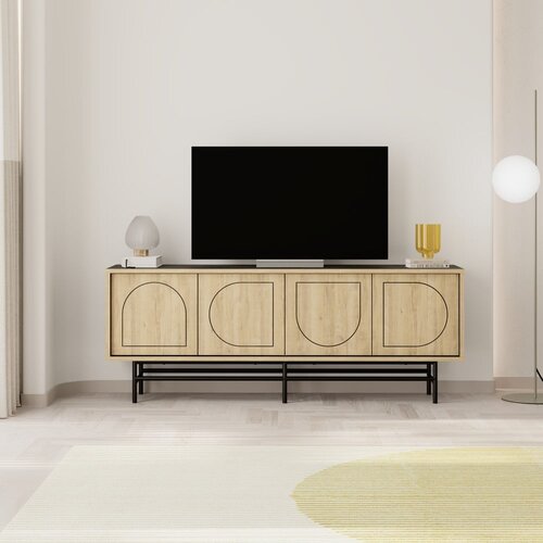 Marckeric Črna TV omarica v hrastovem dekorju 149,5x56,5 cm Giana – Cene