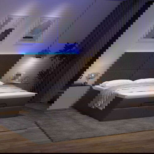  Otomanski krevet s madracem i LED tamnosmeđi 140x190 cm tkanine Slike