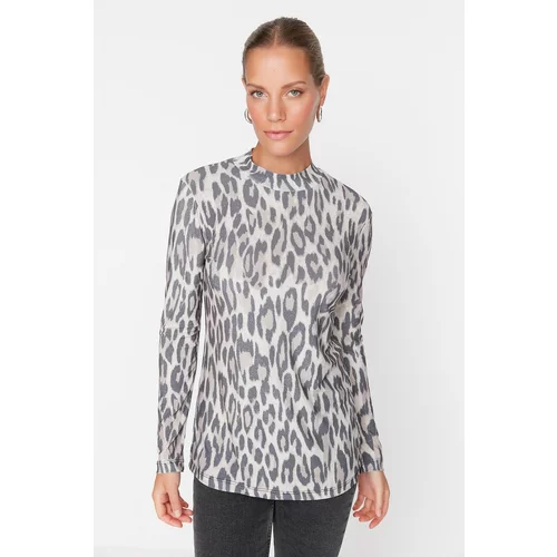 Trendyol Brown Leopard Patterned Knitted Tunic