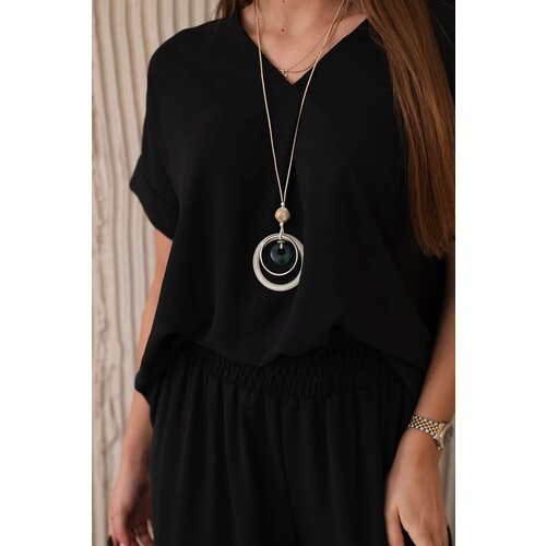 Kesi Włoski Set with necklace blouse + pants black Cene
