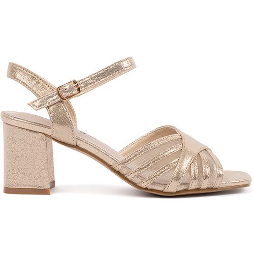 GOODIN Golden shiny heeled sandals Slike