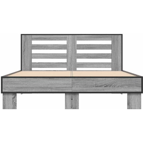  Okvir kreveta boja hrasta 120x200 cm konstruirano drvo i metal Siva 120 x 200 cm Slike