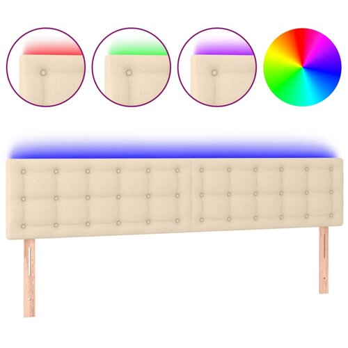 Maison Chic led posteljno vzglavje - vzglavna omarica - nočna omarica krem 200x5x78/88 cm blago, (21706794) Slike