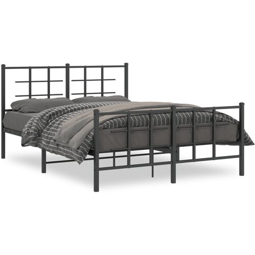 vidaXL Metalni okvir kreveta uzglavlje i podnožje crni 135x190 cm Cene