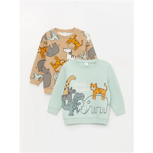 LC Waikiki Crew Neck Long Sleeve Printed Sweatshirt for Baby Boy 2-pack.