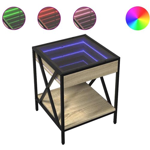  Stolić s beskonačnim LED svjetlima boja hrasta 40x40x49 cm Slike