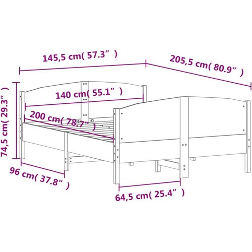 VidaXL Okvir kreveta s uzglavljem bijeli 140 x 200 cm masivna borovina Slike
