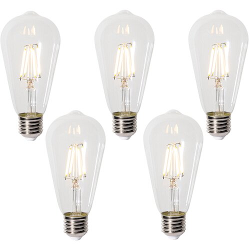 LUEDD Komplet 5 E27 zatemnitvenih LED žarnic ST64 prozornih 5W 600 lm 2700K Slike