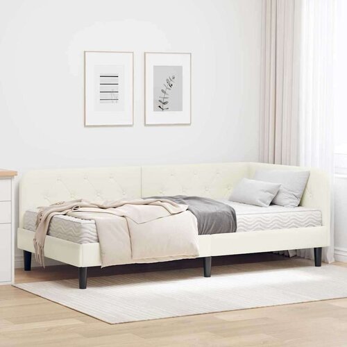 vidaXL Kutni okvir kreveta s madracem Krema 90 x 190 cm Bar&scaron;un Cijene