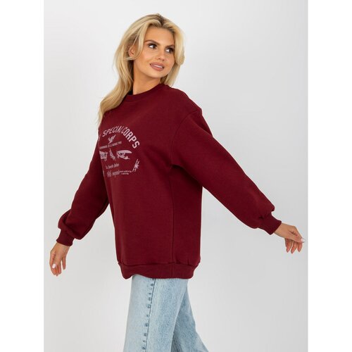 Fashion Hunters Maroon sweatshirt with an oversize print Slike
