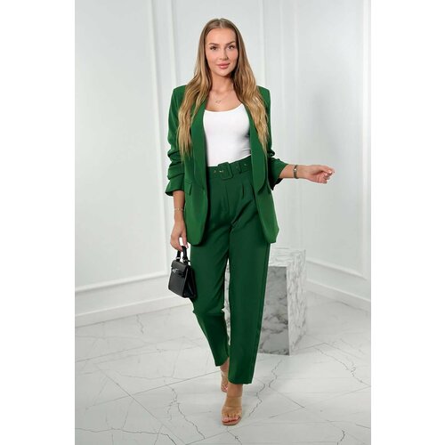 Kesi Elegant set of jacket and trousers dark green color Slike