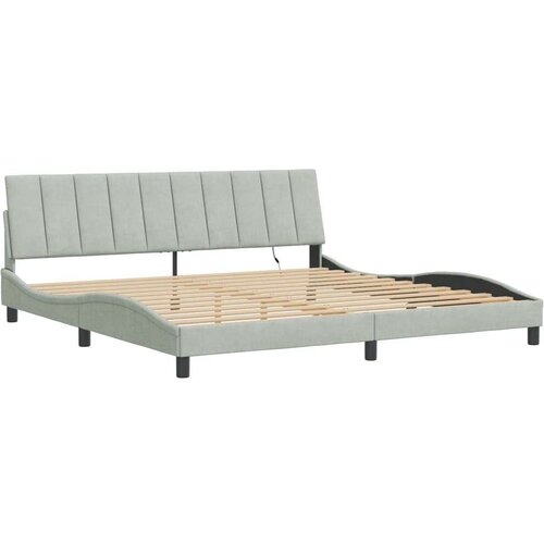 VidaXL okvir kreveta s led svjetlima svijetlosivi 200x200cm bar&amp;scaron;unasti Slike