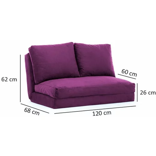  Vijolična raztegljiva sedežna garnitura 120 cm Taida –