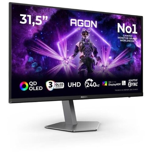 AOC AGON PRO Gaming Monitor AG326UZD2 31.5&amp;quot; QD-OLED, UHD 3840x2160, 240Hz, 0.03ms GtG, 1000nits peak, DisplayHDR True Black 500, G-Sync Compatible, 2xHDMI 2.1, 1xDP 2.1, 1xUSB-C 65W PD/KVM, 2xUSB Slike