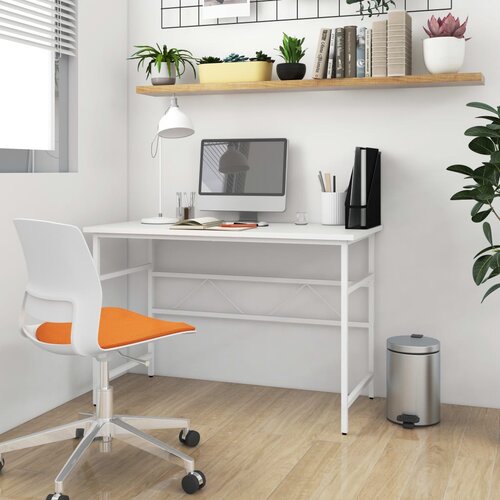 VidaXL stol za računalo bijeli 105 x 55 x 72 cm od MDF-a i metala Slike