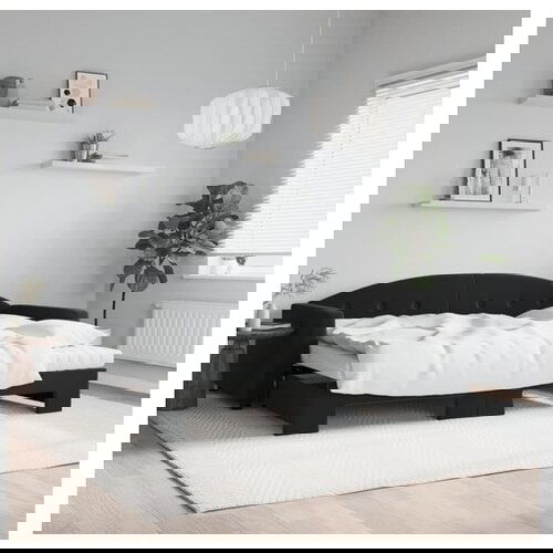 vidaXL Dnevni krevet na razvlačenje s madracima crni 90x190 cm baršun Cene