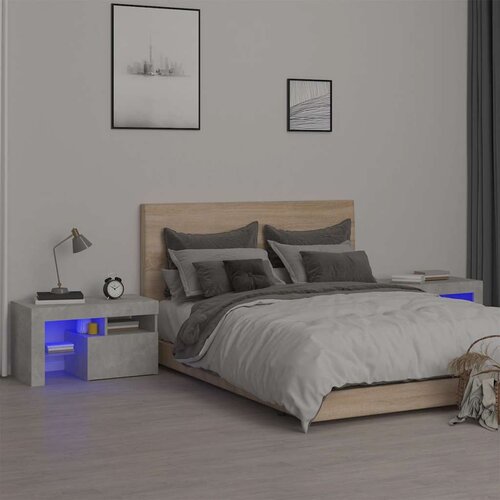  Noćni ormarići 2 kom s LED svjetlima boja betona 70x36,5x40 cm Cijene