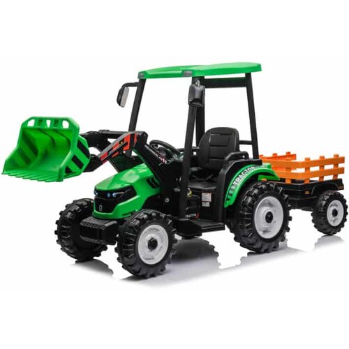 Traktor 24V7A sa Kabinom, Prikolicom i Utovarivačem – Zeleni (2x200W) Cene