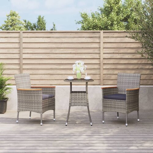vidaXL 3-dijelni vrtni bistro set od poliratana s jastucima sivi Cene