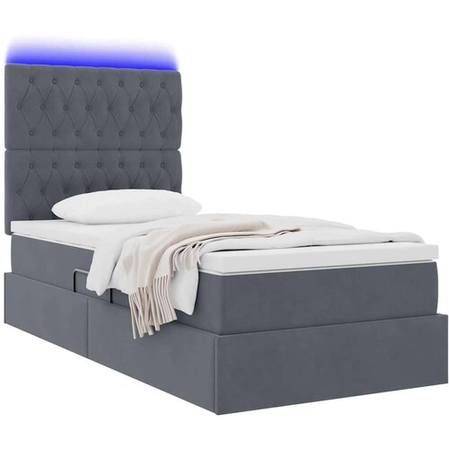  Krevet s prostorom za pohranu s LED-om Tamno siva 100 x 200 cm Slike