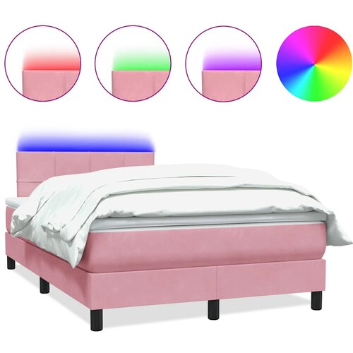 Box Spring krevet s madracem i LED ružičasti 120x220 cm samt Slike