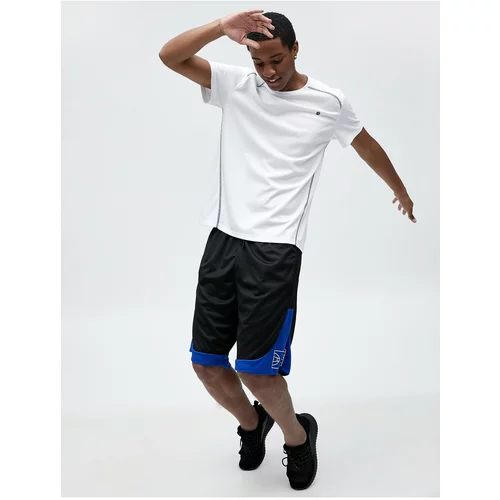 Koton Oversize Basketball Shorts with Tie Waist Printed Pocket Detailed