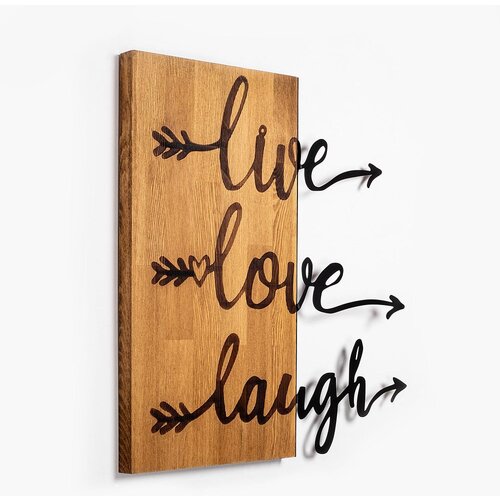 Wallity zidna dekoracija live love laugh - 369, 55 x 58 cm, smeđa Cene
