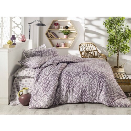  donjette - purple purplewhite ranforce double quilt cover set (eu) (it) Cene