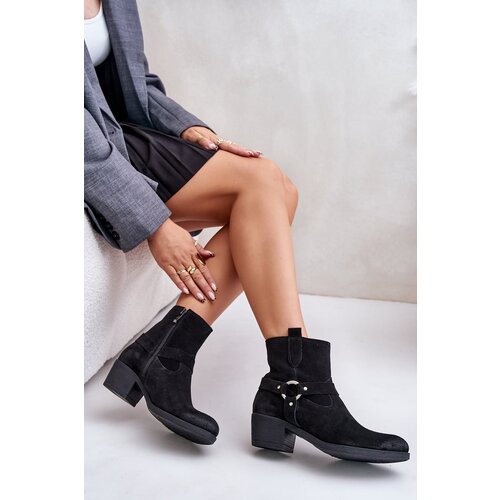 Zazoo Suede insulated ankle boots with heels black 60477 Slike