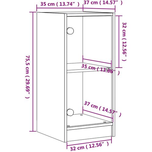 VidaXL Bočni ormarić sa staklenim vratima boja betona 35x37x75 5 cm Slike