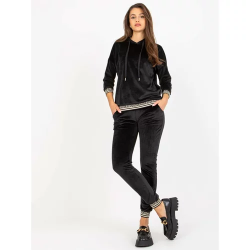 Fashion Hunters Black women's velor set with a hoodie