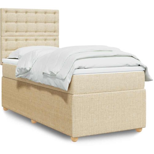  Krevet s oprugama i madracem krem 90 x 190 cm od tkanine Cijene