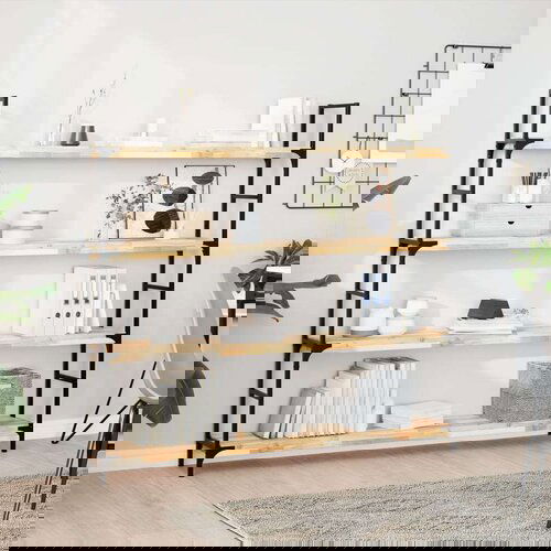 VidaXL Plutajuća polica 120x20x4 cm masivno neobrađeno drvo bagrema Slike